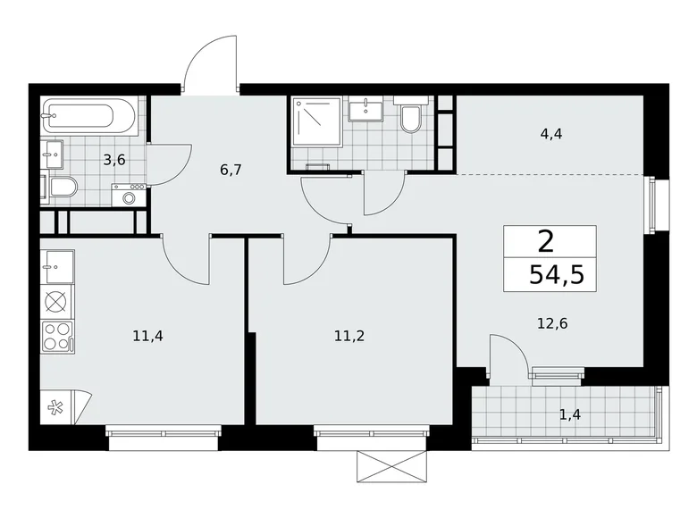 Wohnung 2 zimmer 55 m² Moskau, Russland