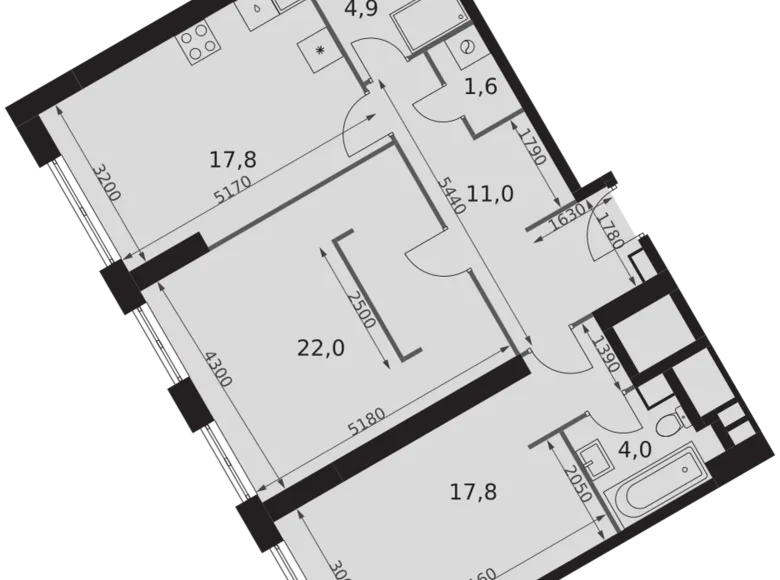 Apartamento 3 habitaciones 79 m² Konkovo District, Rusia