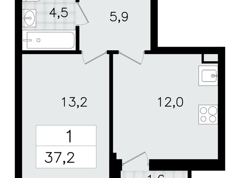 Квартира 1 комната 37 м² Всеволожск, Россия