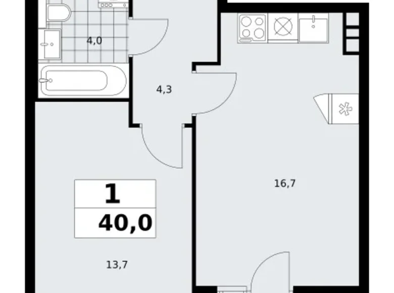 Wohnung 1 zimmer 40 m² poselenie Sosenskoe, Russland