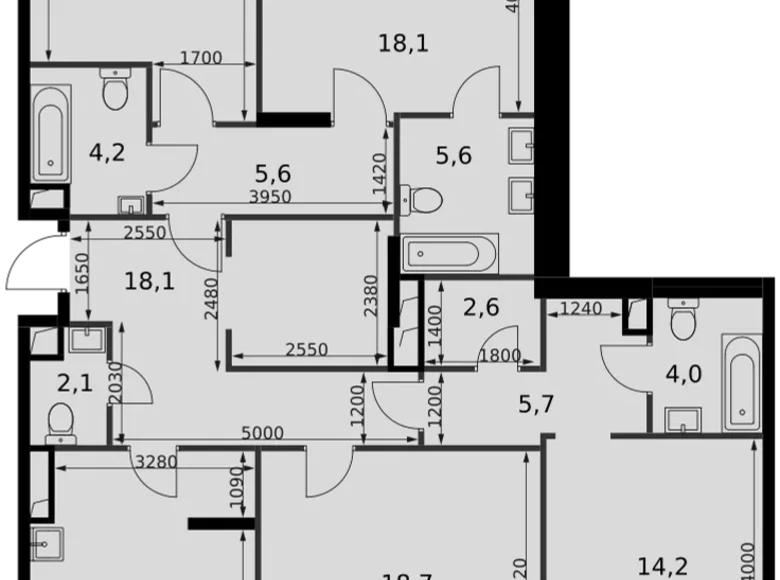 4 room apartment 140 m² North-Western Administrative Okrug, Russia