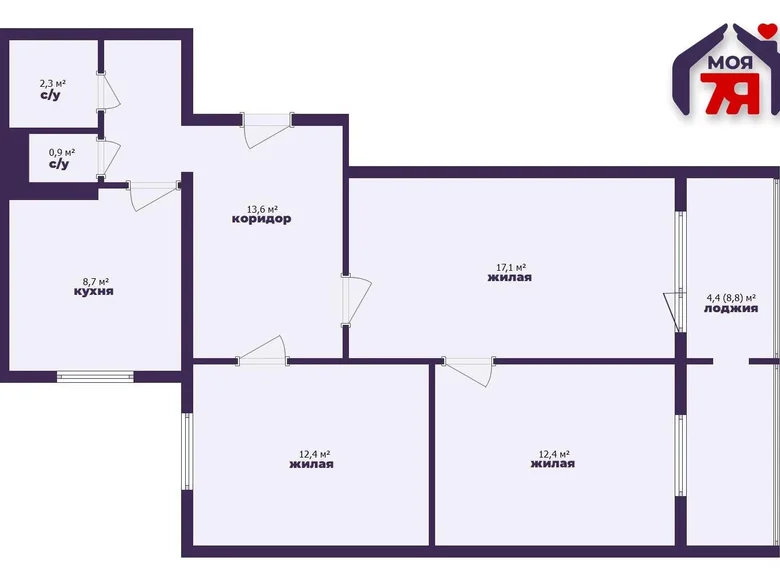 3 room apartment 72 m² Minsk, Belarus