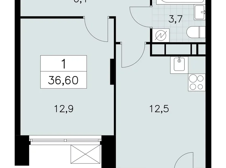 Wohnung 1 zimmer 37 m² Moskau, Russland