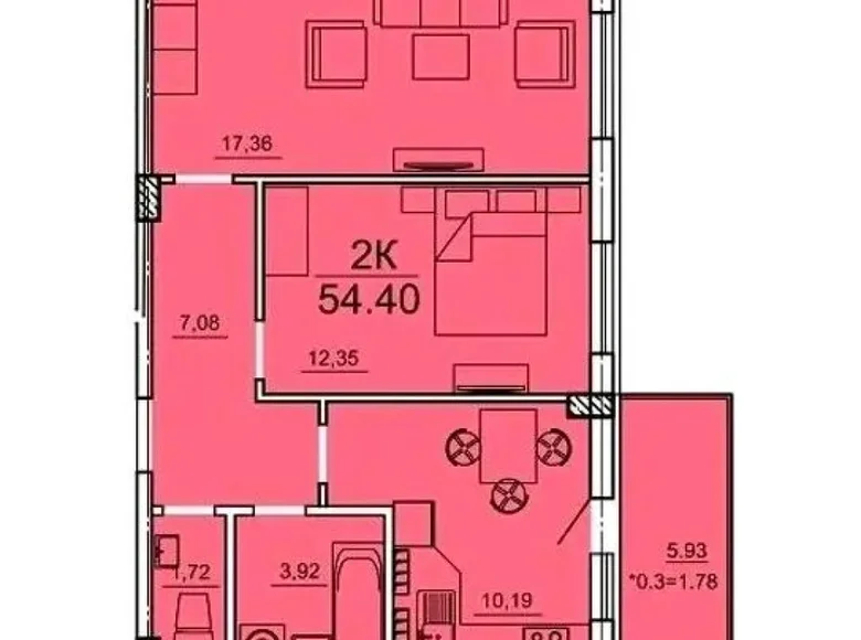 2 room apartment 55 m² Odesa, Ukraine