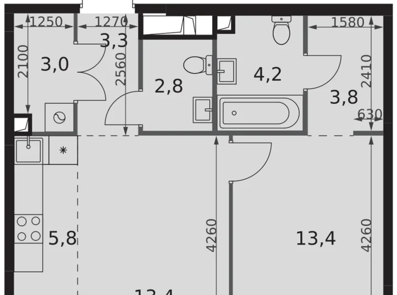 Квартира 2 комнаты 50 м² Северо-Западный административный округ, Россия