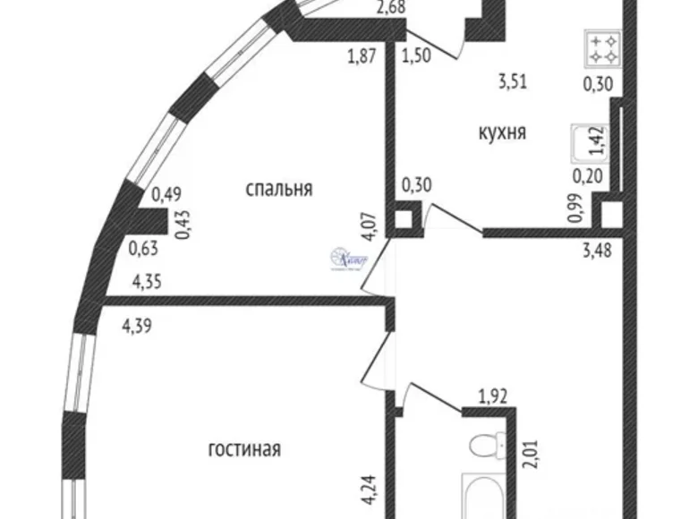 Квартира 2 комнаты 62 м² Калининград, Россия