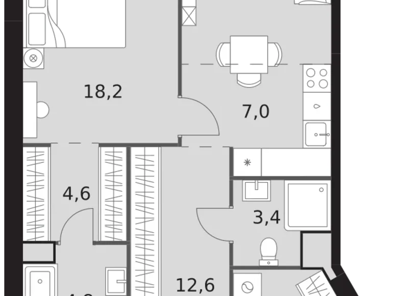 Mieszkanie 2 pokoi 67 m² Konkovo District, Rosja