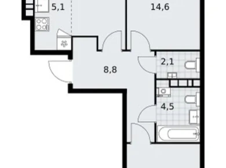 Mieszkanie 3 pokoi 67 m² poselenie Sosenskoe, Rosja