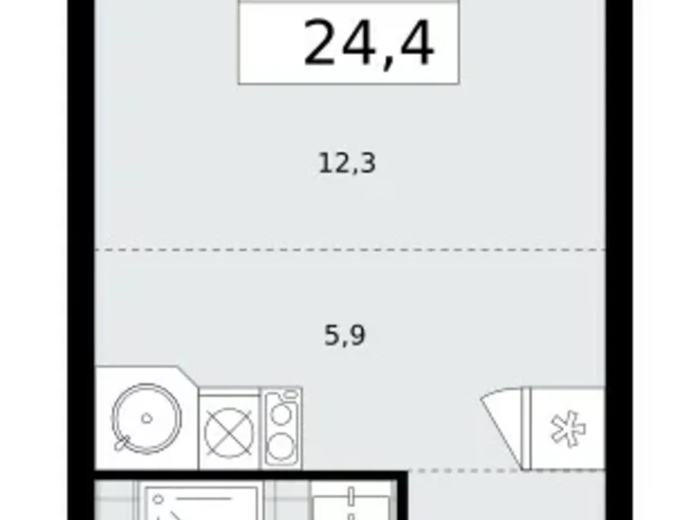 Apartamento 1 habitación 24 m² Moscú, Rusia