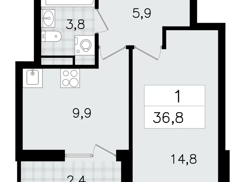 Mieszkanie 1 pokój 37 m² Vsevolozhsk, Rosja