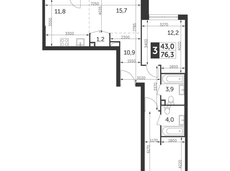 Wohnung 3 zimmer 76 m² Nordöstlicher Verwaltungsbezirk, Russland