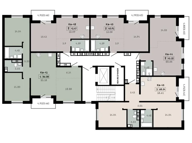 Appartement 2 chambres 41 m² Kalodziscanski sielski Saviet, Bélarus