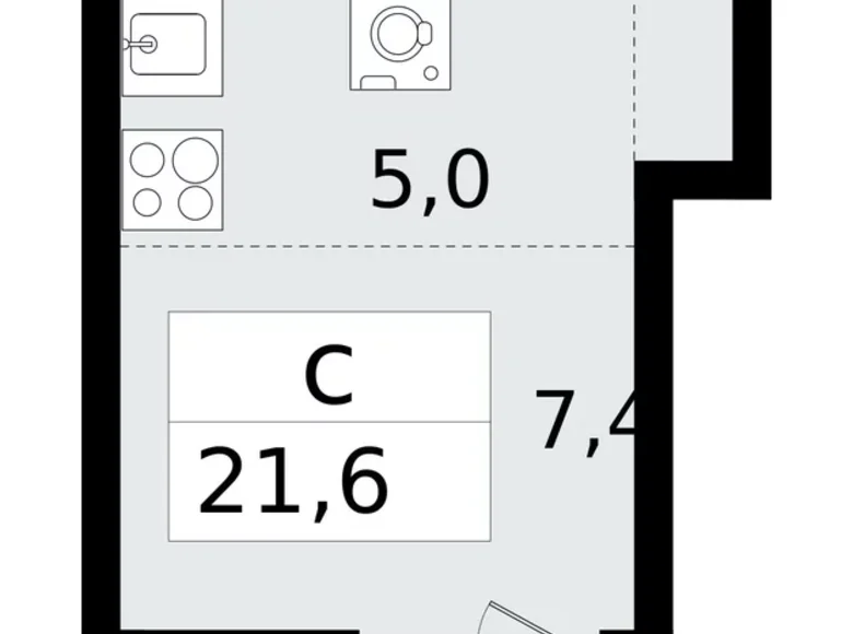 Квартира 1 комната 22 м² Всеволожск, Россия