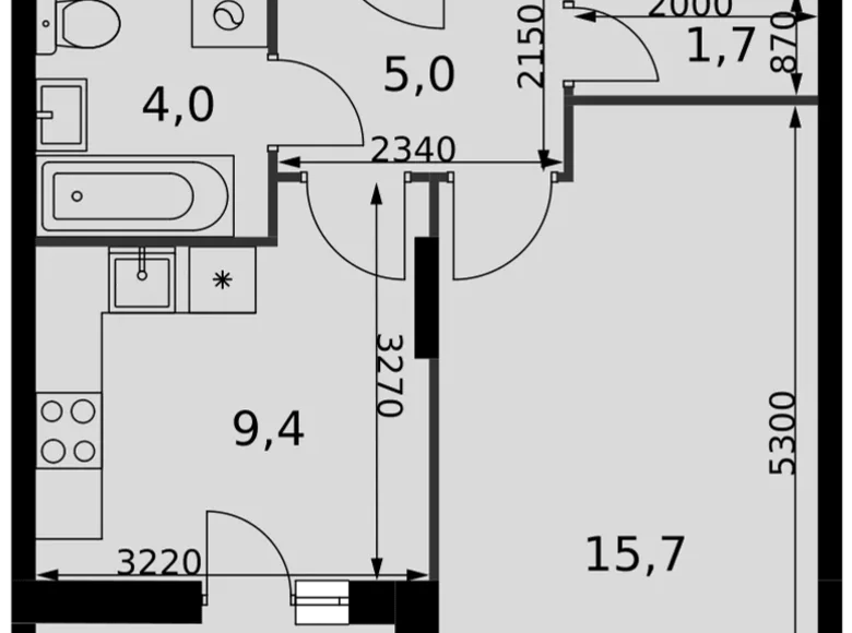 Mieszkanie 1 pokój 38 m² Razvilka, Rosja