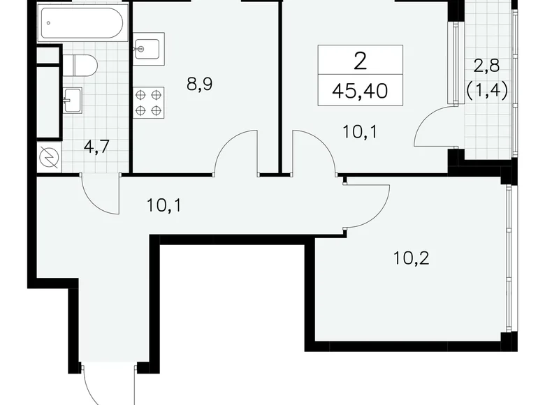 Квартира 2 комнаты 45 м² Юго-Западный административный округ, Россия