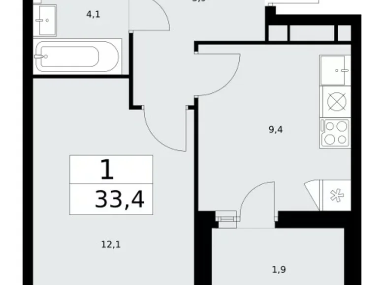 Wohnung 1 zimmer 33 m² Moskau, Russland