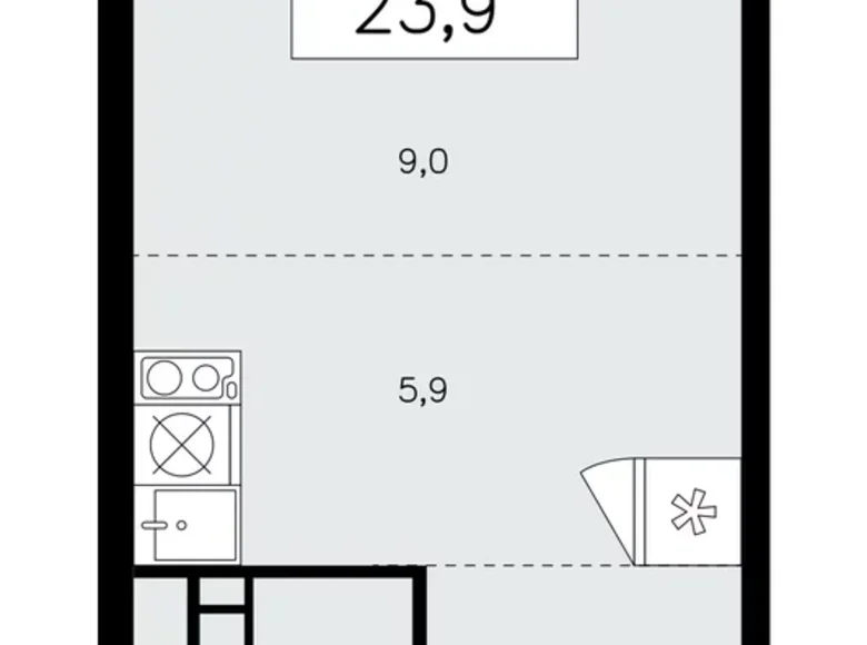 1 room apartment 24 m² Moscow, Russia