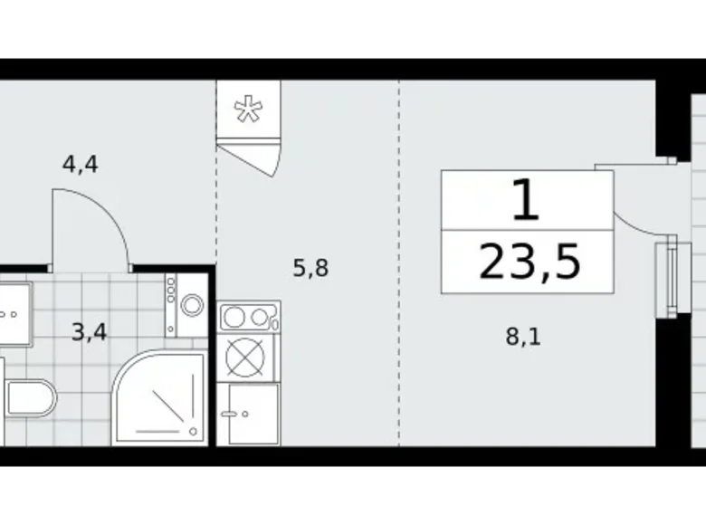 Apartamento 1 habitación 24 m² poselenie Sosenskoe, Rusia