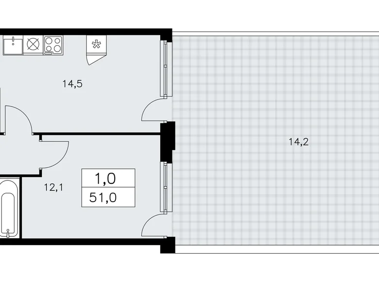 Apartamento 1 habitación 51 m² poselenie Sosenskoe, Rusia