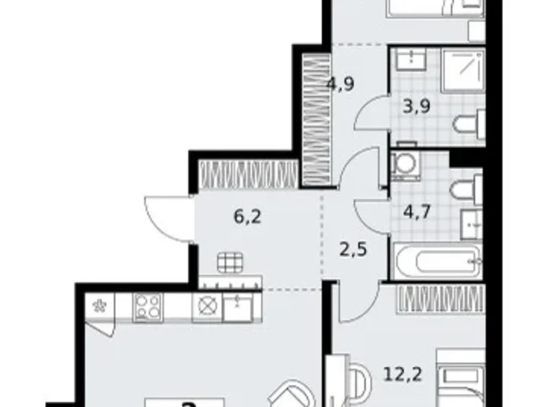 2 room apartment 77 m² Kommunarka, Russia