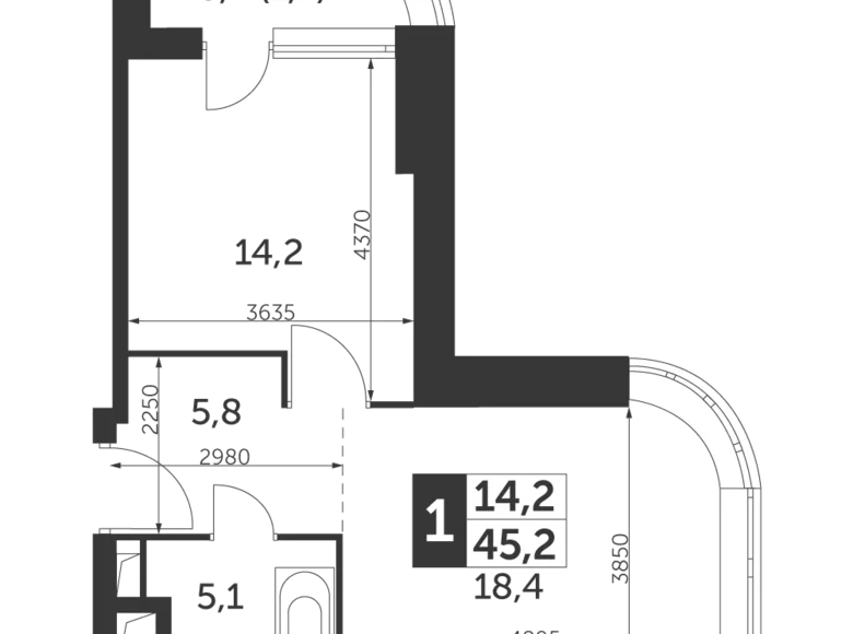 Mieszkanie 1 pokój 45 m² North-Eastern Administrative Okrug, Rosja