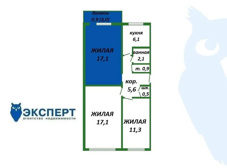 Квартира 3 комнаты 60 м² Минск, Беларусь