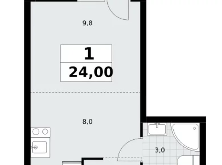 Mieszkanie 1 pokój 24 m² Postnikovo, Rosja