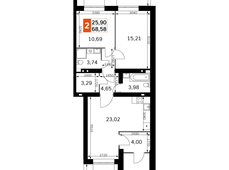 Квартира 2 комнаты 69 м² Одинцовский городской округ, Россия