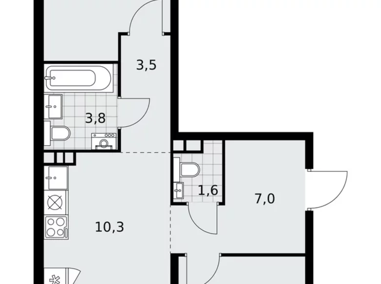 Wohnung 3 Zimmer 60 m² poselenie Desenovskoe, Russland