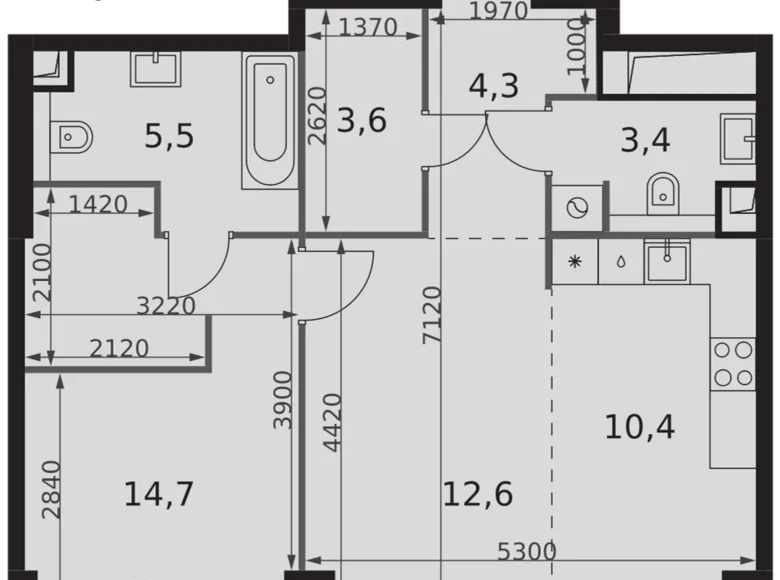 Wohnung 2 zimmer 55 m² Moskau, Russland