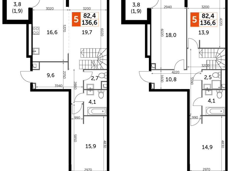 Mieszkanie 5 pokojów 137 m² North-Western Administrative Okrug, Rosja