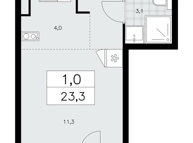 Apartamento 1 habitación 23 m² poselenie Sosenskoe, Rusia