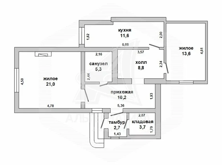 Квартира 2 комнаты 77 м² Брест, Беларусь