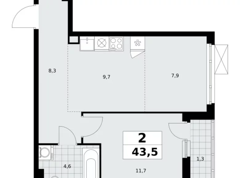 Apartamento 2 habitaciones 44 m² poselenie Sosenskoe, Rusia