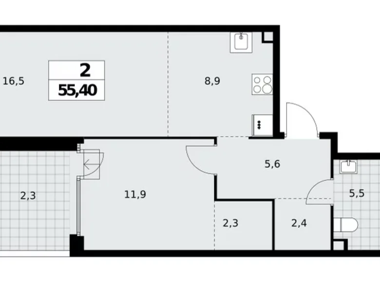 Квартира 2 комнаты 55 м² Северный административный округ, Россия