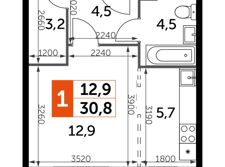 Kawalerka 1 pokój 31 m² Razvilka, Rosja