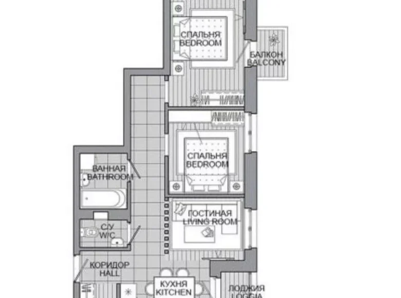 3 room apartment 63 m² Minsk, Belarus