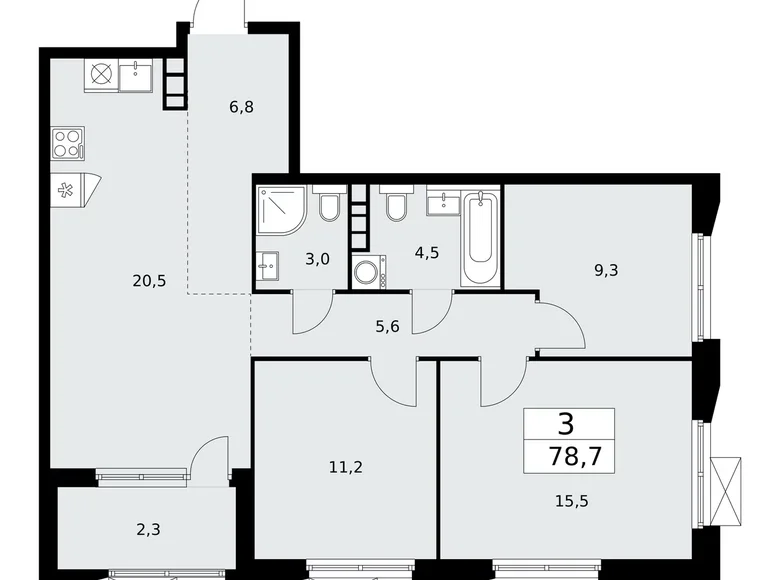 Квартира 3 комнаты 79 м² поселение Сосенское, Россия