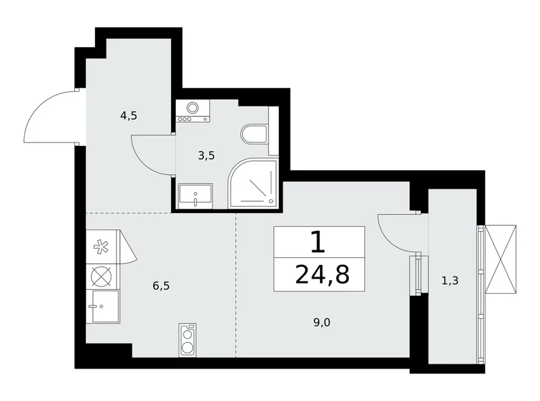 Apartamento 1 habitación 25 m² poselenie Sosenskoe, Rusia