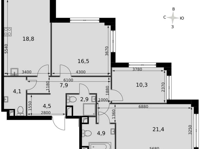 Wohnung 3 zimmer 91 m² Nordwestlicher Verwaltungsbezirk, Russland