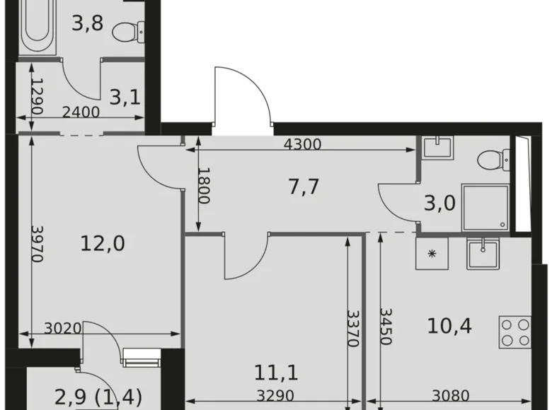 Квартира 2 комнаты 53 м² Москва, Россия