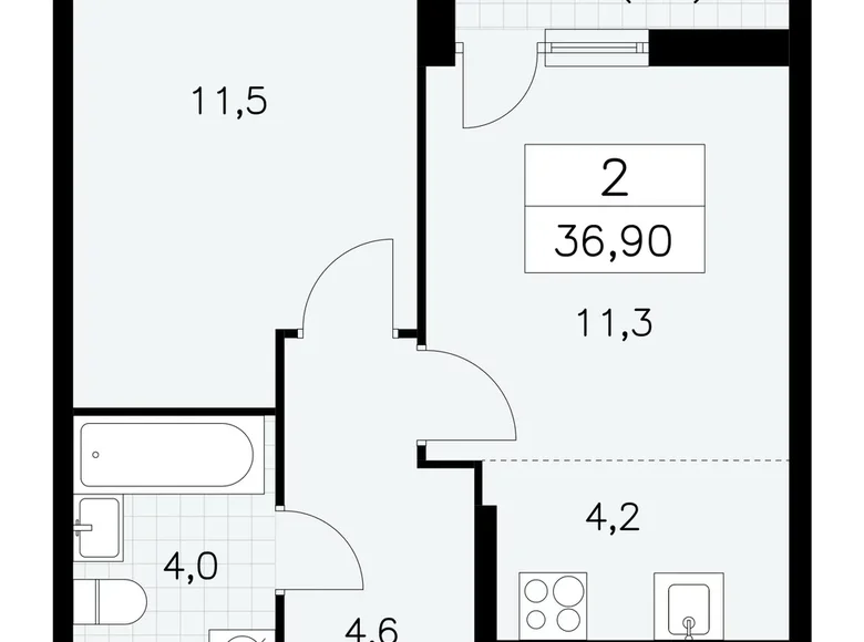 2 room apartment 37 m² poselenie Sosenskoe, Russia