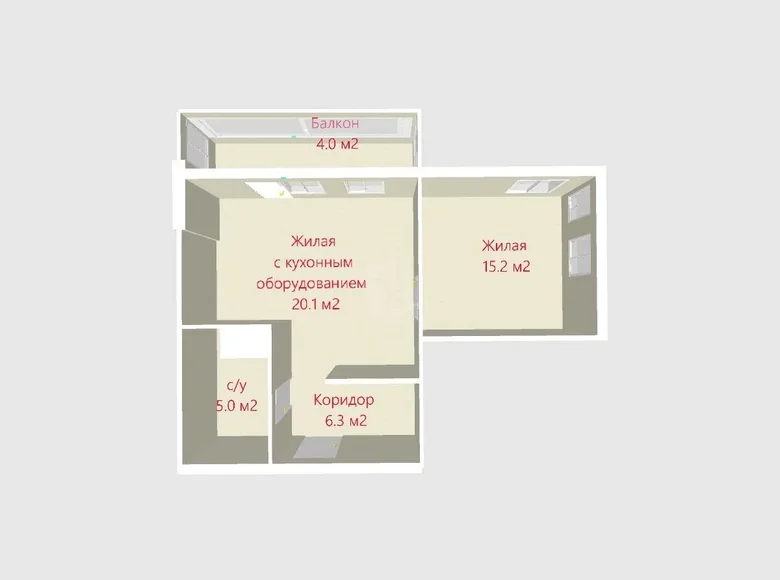 Wohnung 2 zimmer 51 m² Kopishche, Belarus