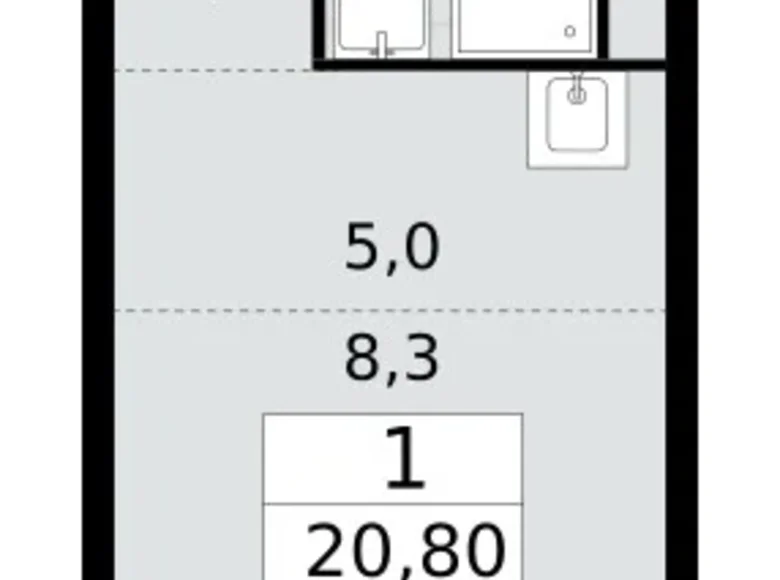 Квартира 1 комната 21 м² поселение Сосенское, Россия