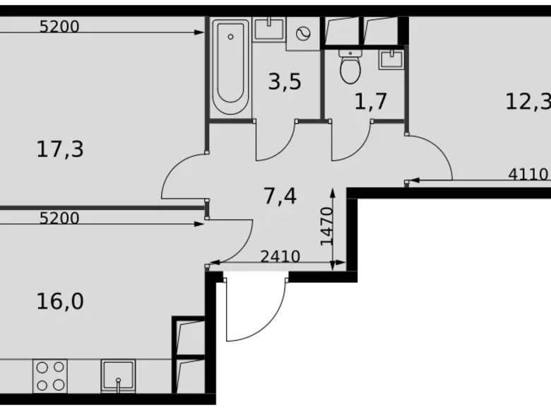 2 room apartment 58 m² Razvilka, Russia