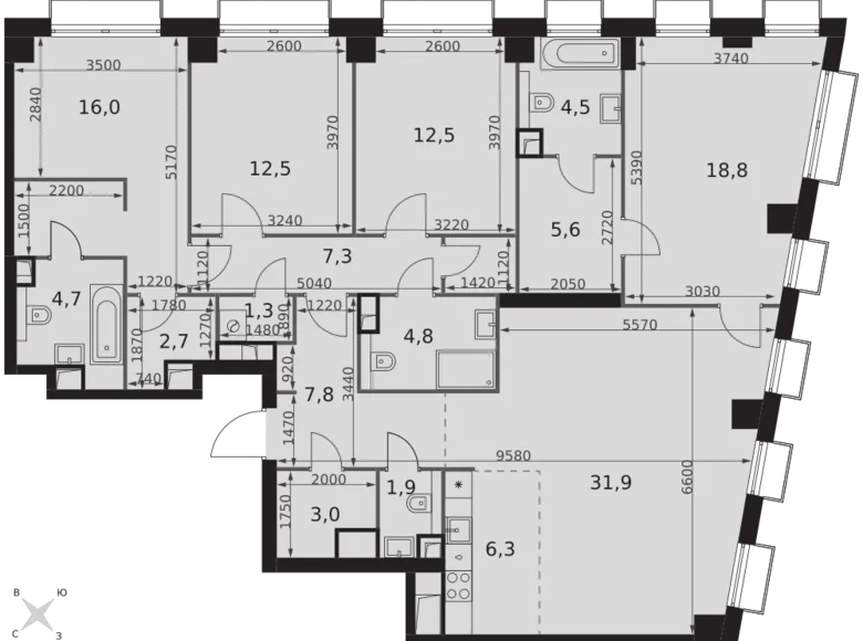 Mieszkanie 5 pokojów 142 m² North-Western Administrative Okrug, Rosja