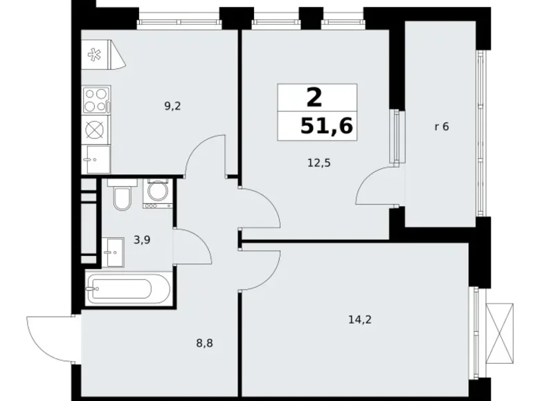 2 room apartment 52 m² poselenie Sosenskoe, Russia