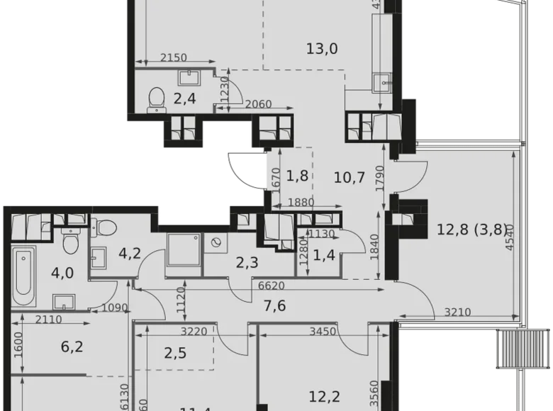 Квартира 4 комнаты 109 м² Москва, Россия