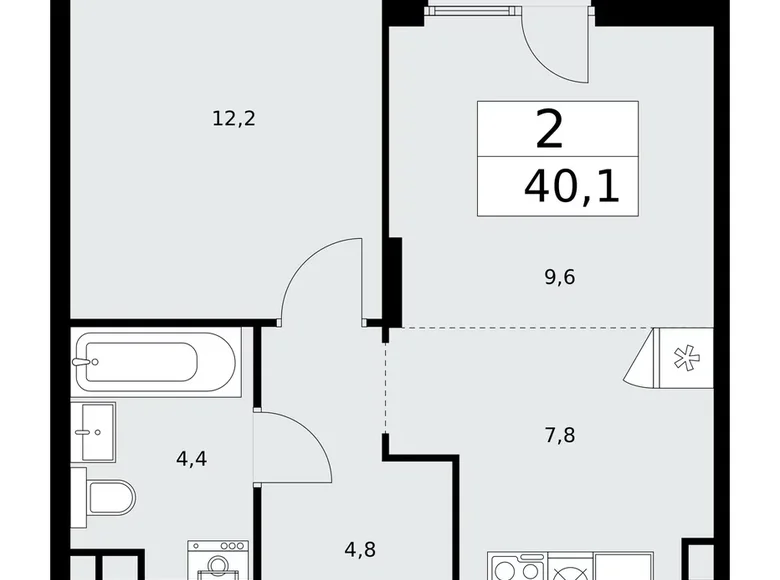 Mieszkanie 2 pokoi 40 m² poselenie Desenovskoe, Rosja