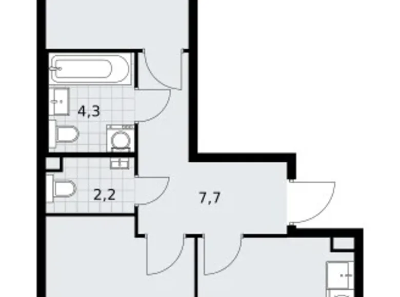 2 room apartment 56 m² Postnikovo, Russia